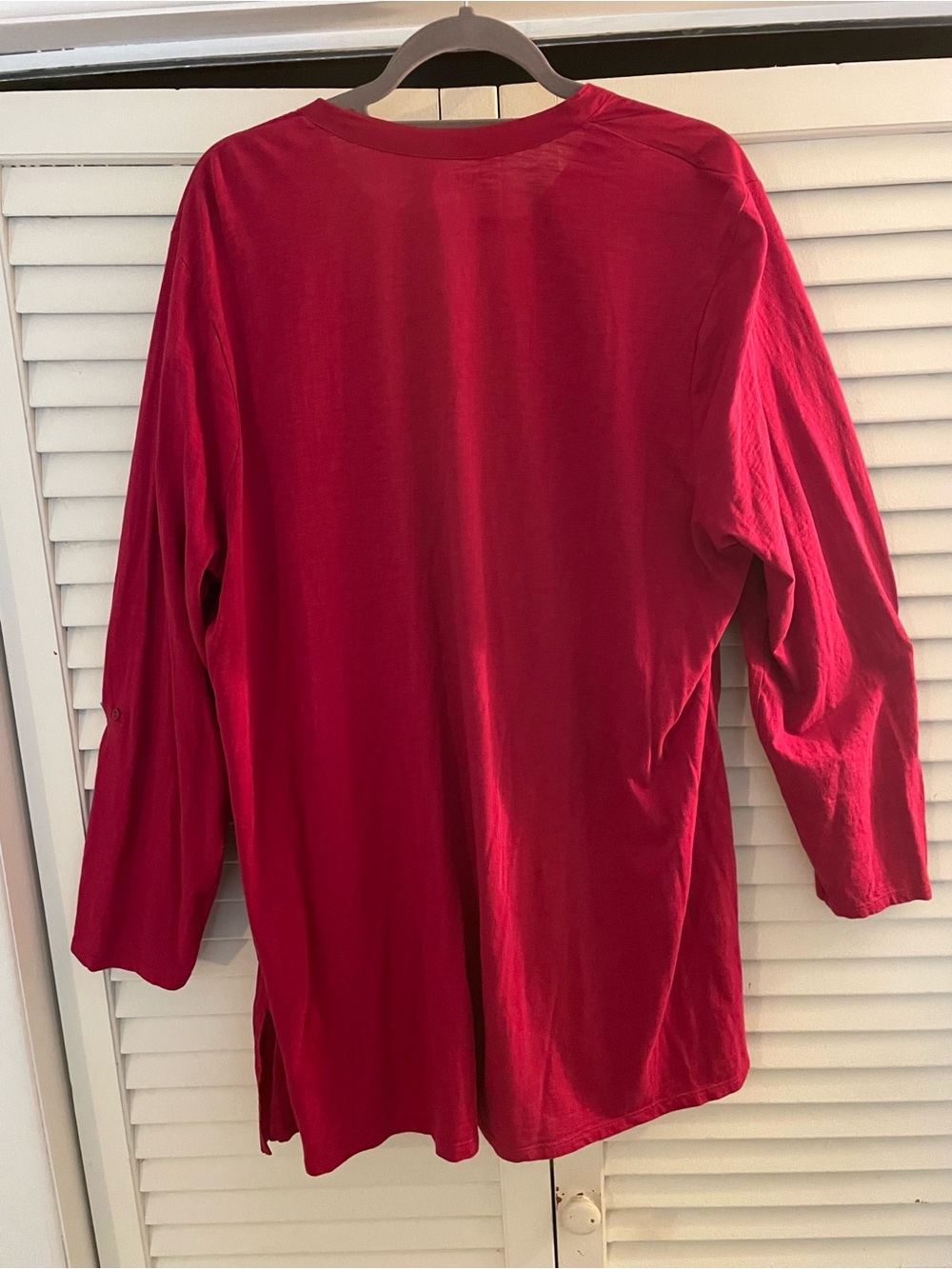 Coldwater Creek Women’s Plus 3X Red Embellished Pintuck 100% Cotton Tunic - Picture 3 of 8